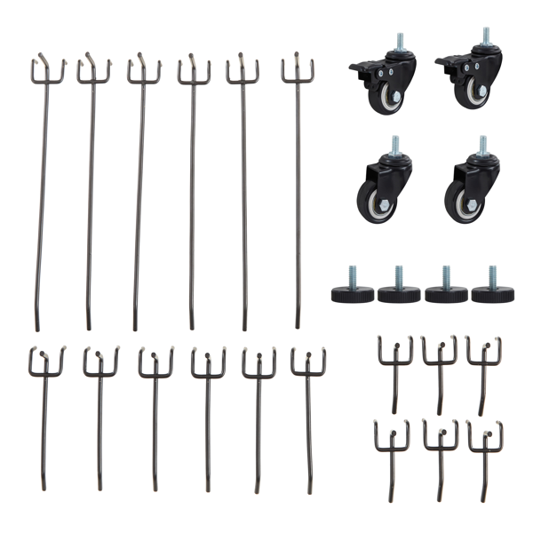 48 英寸可调节工作台，带钉板，重型木制桌面工作台，带轮子，承重 1600 磅。承重能力，滚动工作台带 AC/USB 插座、挂钩、架子，适用于车库、车间、办公室、家庭。-9