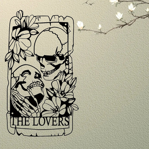 1 件精美的波西米亚金属哥特风格的骷髅情侣墙饰壁画，适用于室内、室外、家居、庭院、阳台装饰。万圣节装饰、家居装饰、卧室装饰、厨房装饰、墙面装饰、房屋装饰、房间装饰用品、客厅装饰。（TikTok、temu下自提）-32