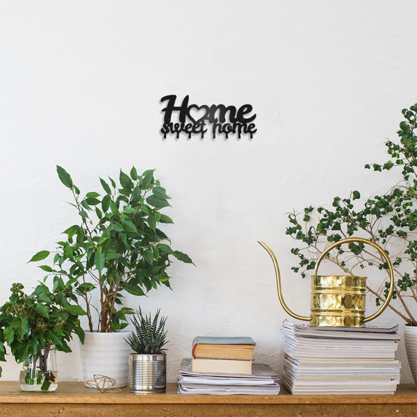 1个钥匙架用于墙壁，黑色钥匙架用于墙壁装饰，金属墙壁装饰用于办公室，走廊，入口通道，钥匙挂钩挂钥匙（TikTok、temu下自提）-30