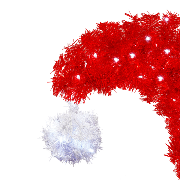 6 英尺人造圣诞树带 LED 灯，圣诞老人帽子形状人造奇异圣诞树带 1050 尖头，弯曲圣诞树-8