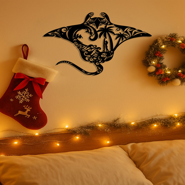 海滨金属墙面装饰 - 航海风设计，含冲浪板 / 海浪 / 海星 / 棕榈树 | 现代海洋主题挂饰，适配客厅 / 卧室 / 浴室 / 办公 | 极简 + 波西米亚风，海滩爱好者理想礼物（TikTok、temu下自提）-5