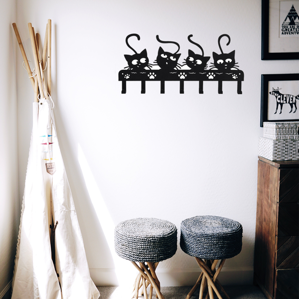 令人毛骨悚然的黑猫墙上安装钥匙持有人与7挂钩和可爱的万圣节猫设计-理想的幽灵的家庭装饰（TikTok、temu下自提）-25