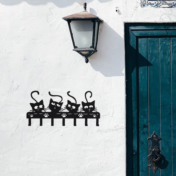 令人毛骨悚然的黑猫墙上安装钥匙持有人与7挂钩和可爱的万圣节猫设计-理想的幽灵的家庭装饰（TikTok、temu下自提）-23