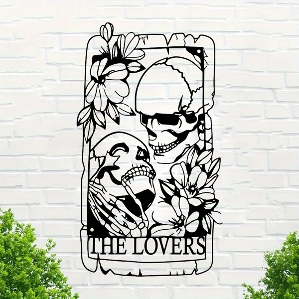 1 件精美的波西米亚金属哥特风格的骷髅情侣墙饰壁画，适用于室内、室外、家居、庭院、阳台装饰。万圣节装饰、家居装饰、卧室装饰、厨房装饰、墙面装饰、房屋装饰、房间装饰用品、客厅装饰。（TikTok、temu下自提）-31