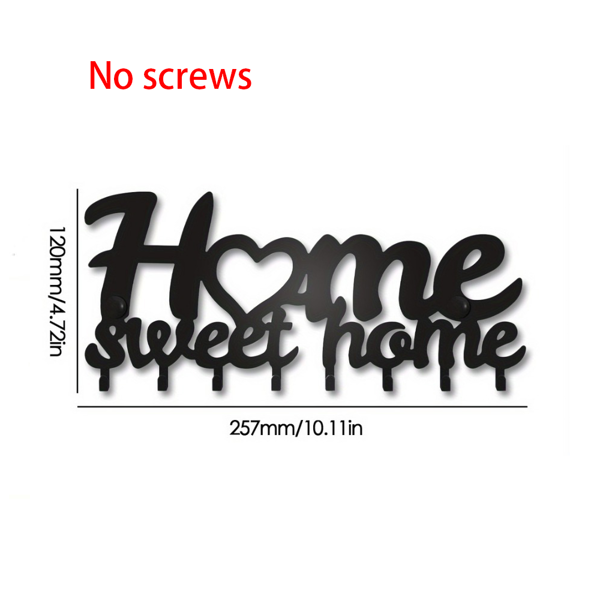 1个钥匙架用于墙壁，黑色钥匙架用于墙壁装饰，金属墙壁装饰用于办公室，走廊，入口通道，钥匙挂钩挂钥匙（TikTok、temu下自提）-3