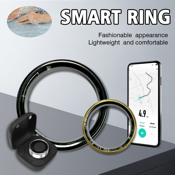 智能戒指银色8号带充电仓-1