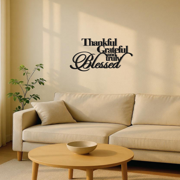 CIFbuy™ 优雅的“感恩、感激、幸运”金属艺术品 - 适用于家庭办公室、卧室、客厅的鼓舞人心的墙面装饰品，带有激励性设计的感性礼物，室内壁挂式墙面雕塑品（TikTok、temu下自提）-4