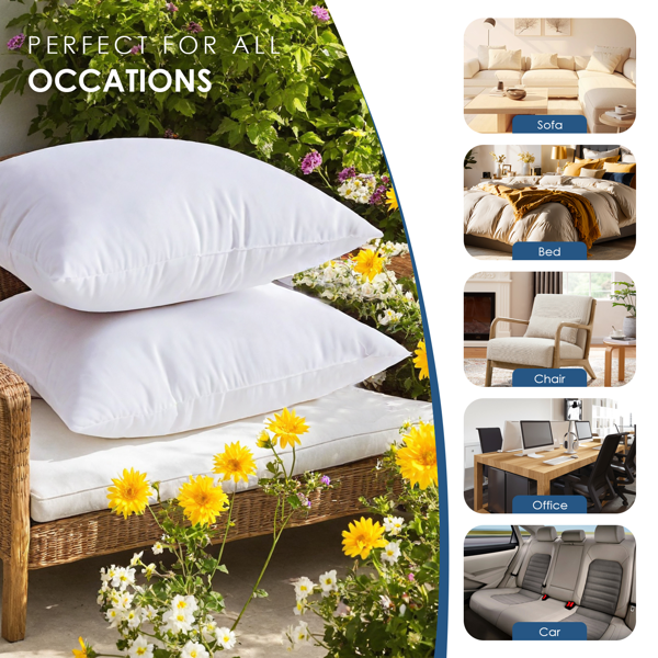 白色方枕(气泡袋两只装)适用床上靠垫，沙发靠垫，庭院靠垫，靠垫芯，透气，可手洗，OKO-100认证，亚马逊发货-5