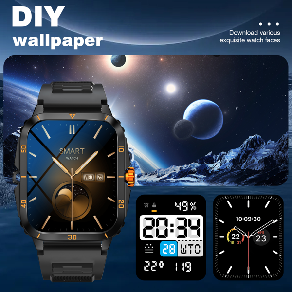 智能手表黑金色单硅胶表带（temu禁用）-4