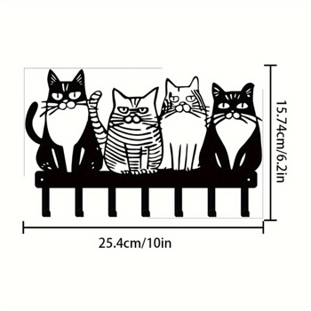 可爱的猫为主题的金属墙挂钩：挂毛巾，外套，钥匙毫不费力。猫爱好者的必备品。多才多艺添加猫的风格。实用钩子