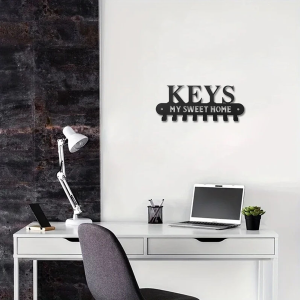 1个华丽的黑色金属钥匙扣，带有“甜蜜的家”，挂在墙上的挂钩-用这个令人惊叹的衣架和储物架作为时尚的壁挂装饰和墙壁雕塑（TikTok、temu下自提）-31