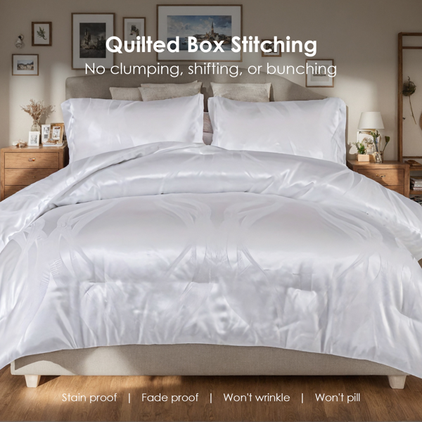 1PC奢华缎面超细纤维床上用品套装,双面提花图案，可水洗机洗，OKO-100认证,亚马逊物流发货-7