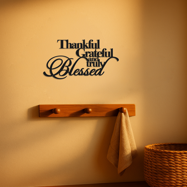 CIFbuy™ 优雅的“感恩、感激、幸运”金属艺术品 - 适用于家庭办公室、卧室、客厅的鼓舞人心的墙面装饰品，带有激励性设计的感性礼物，室内壁挂式墙面雕塑品（TikTok、temu下自提）-1