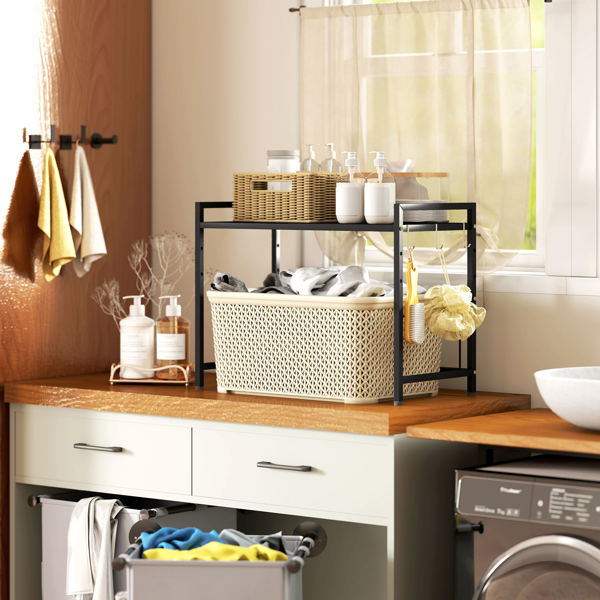 带3个挂钩的可扩展微波炉架-1