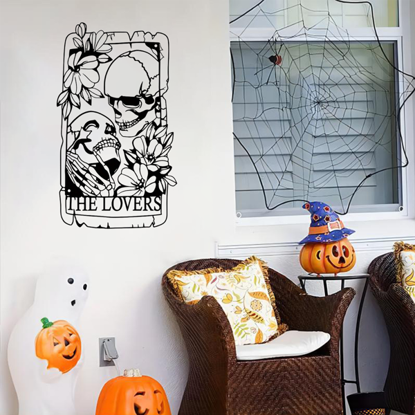 1 件精美的波西米亚金属哥特风格的骷髅情侣墙饰壁画，适用于室内、室外、家居、庭院、阳台装饰。万圣节装饰、家居装饰、卧室装饰、厨房装饰、墙面装饰、房屋装饰、房间装饰用品、客厅装饰。（TikTok、temu下自提）-27