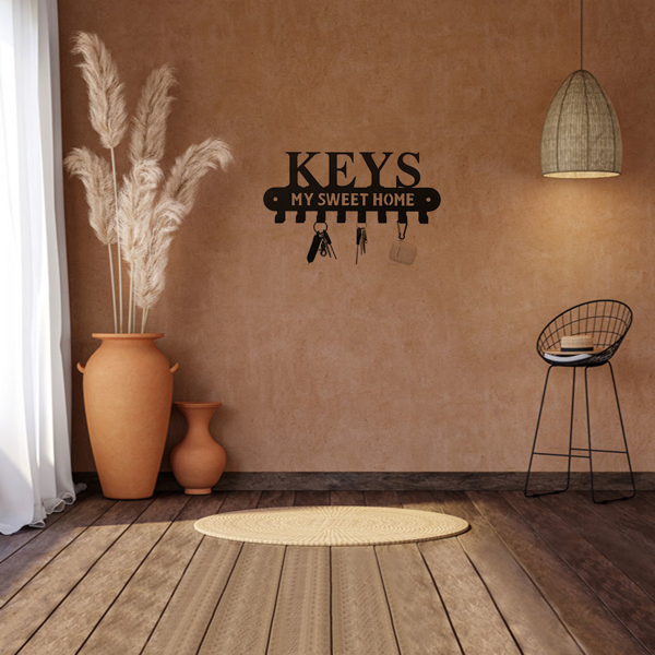 1个华丽的黑色金属钥匙扣，带有“甜蜜的家”，挂在墙上的挂钩-用这个令人惊叹的衣架和储物架作为时尚的壁挂装饰和墙壁雕塑（TikTok、temu下自提）-46