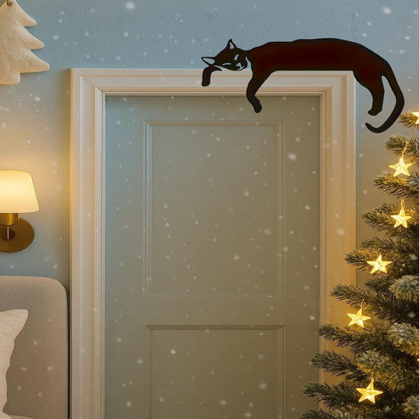 CIFbuy 黑猫剪影墙面艺术品：适用于客厅和卧室的精美悬挂装饰品，是万圣节和圣诞节门顶装饰的理想选择，也可作为悬挂装饰品或室内节日装饰品，是时尚的墙面装饰品或墙面雕塑。（TikTok、temu下自提）-6