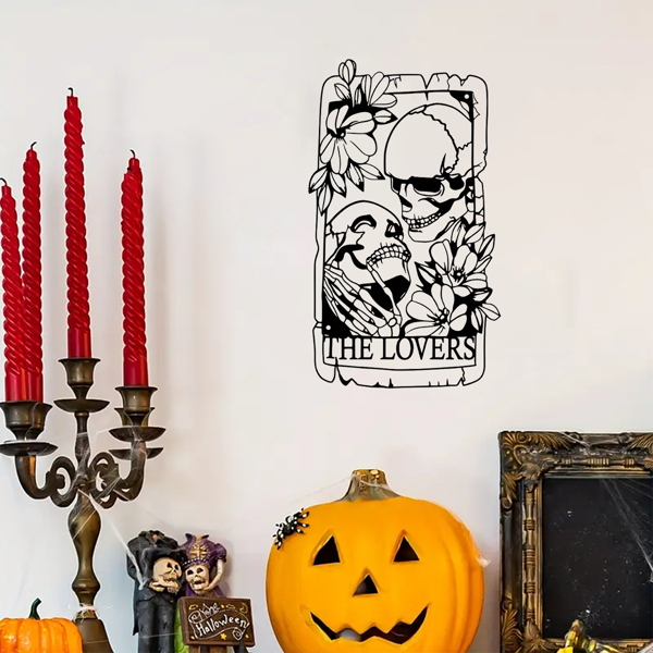 1 件精美的波西米亚金属哥特风格的骷髅情侣墙饰壁画，适用于室内、室外、家居、庭院、阳台装饰。万圣节装饰、家居装饰、卧室装饰、厨房装饰、墙面装饰、房屋装饰、房间装饰用品、客厅装饰。（TikTok、temu下自提）-35