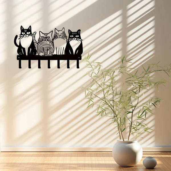 可爱的猫为主题的金属墙挂钩：挂毛巾，外套，钥匙毫不费力。猫爱好者的必备品。多才多艺添加猫的风格。实用钩子（TikTok、temu下自提）-17