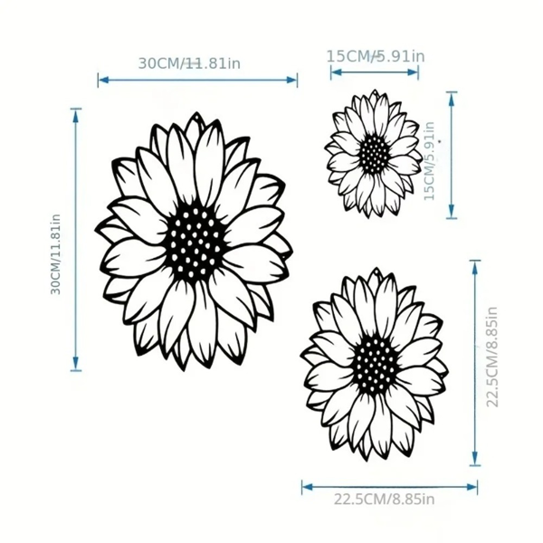 CIFbuy™向日葵轮廓吊坠套装 3件装 令人惊叹的优雅金属墙面装饰品，适用于家居装饰，非常适合卧室墙面装饰、客厅、餐厅或室内装饰品、时尚悬挂装饰品或墙面雕塑。（TikTok、temu下自提）-7
