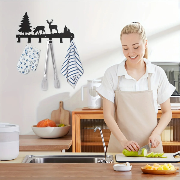 精心设计的金属麋鹿钥匙挂钩：壁挂式，多功能挂钩，适合挂衣服，包，钥匙。提升您房间的美学，并为您的家居装饰增添一丝优雅（TikTok、temu下自提）-16