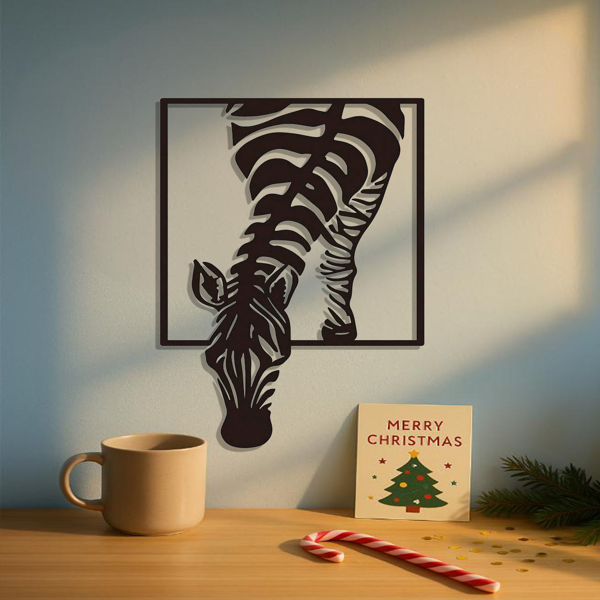 CIFbuy™ 演示您的独特风格，尽显精美打造的斑马金属壁饰之美——简约设计，适用于办公室及客厅墙面的多功能装饰雕塑。（TikTok、temu下自提）-3