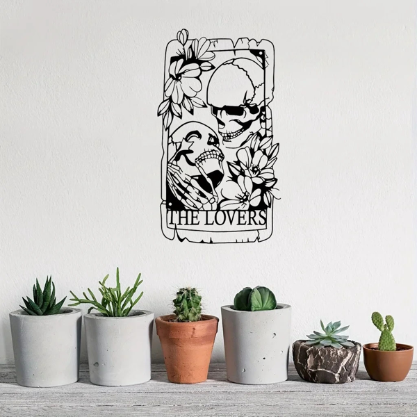 1 件精美的波西米亚金属哥特风格的骷髅情侣墙饰壁画，适用于室内、室外、家居、庭院、阳台装饰。万圣节装饰、家居装饰、卧室装饰、厨房装饰、墙面装饰、房屋装饰、房间装饰用品、客厅装饰。（TikTok、temu下自提）-18