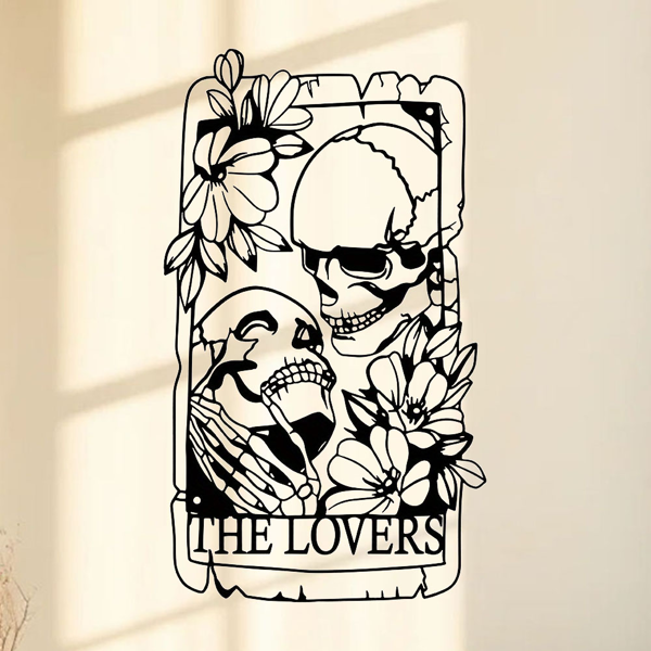 1 件精美的波西米亚金属哥特风格的骷髅情侣墙饰壁画，适用于室内、室外、家居、庭院、阳台装饰。万圣节装饰、家居装饰、卧室装饰、厨房装饰、墙面装饰、房屋装饰、房间装饰用品、客厅装饰。（TikTok、temu下自提）-12