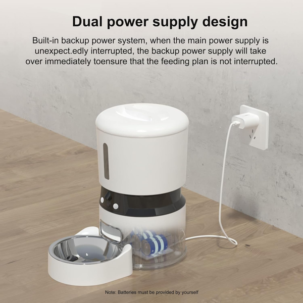 智能WiFi宠物喂食器 – 1080P双摄像头，夜视功能，语音控制，可编程定时器 – 白色-6