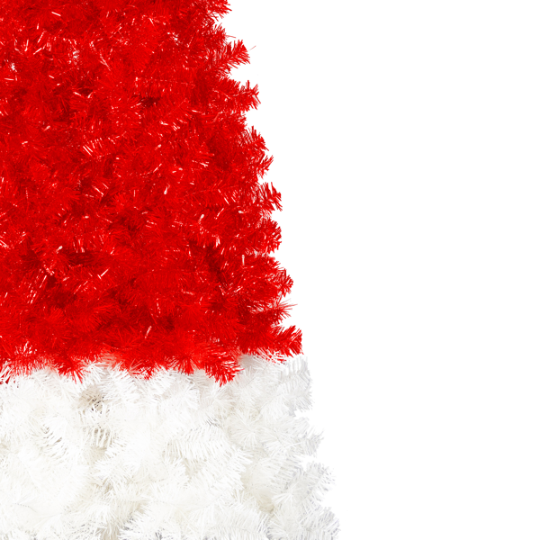 6 英尺人造圣诞树带 LED 灯，圣诞老人帽子形状人造奇异圣诞树带 1050 尖头，弯曲圣诞树-9