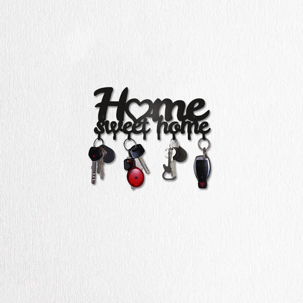 1个钥匙架用于墙壁，黑色钥匙架用于墙壁装饰，金属墙壁装饰用于办公室，走廊，入口通道，钥匙挂钩挂钥匙（TikTok、temu下自提）-21