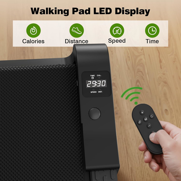 倾斜5%的步行垫、带APP/遥控的跑步机、300磅的跑步机、带运输轮的便携式、减震蜂窝垫、家用跑步机-5