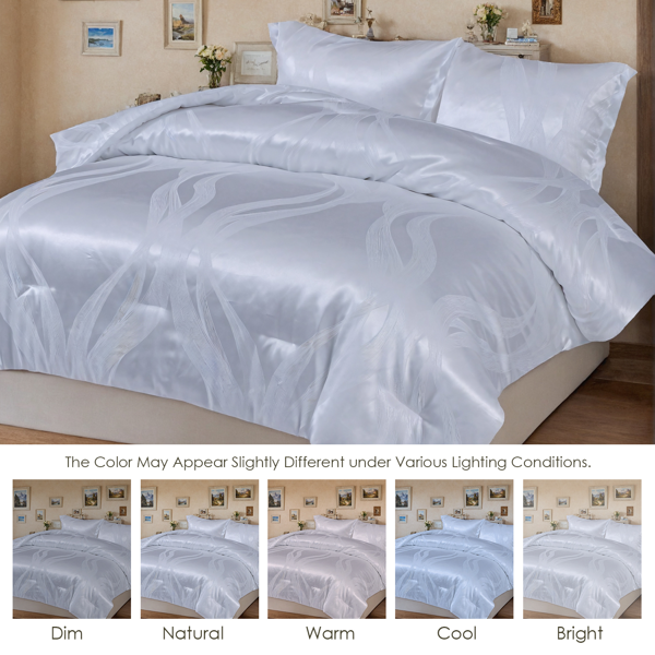 1PC奢华缎面超细纤维床上用品套装,双面提花图案，可水洗机洗，OKO-100认证,亚马逊物流发货-6