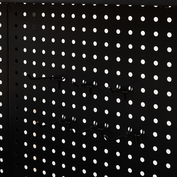 48 英寸可调节工作台，带钉板，重型木制桌面工作台，带轮子，承重 1600 磅。承重能力，滚动工作台带 AC/USB 插座、挂钩、架子，适用于车库、车间、办公室、家庭。-24