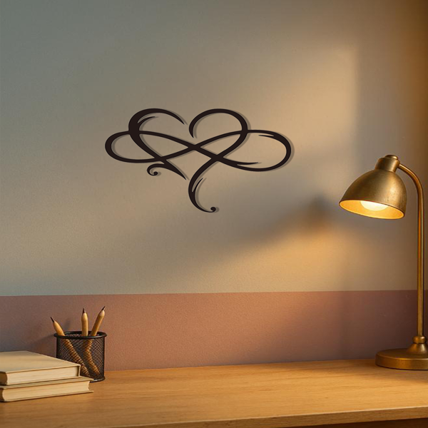 CIFbuy™ 精美铁艺艺术作品 1 件无限心形金属墙面艺术品 - 永恒的雕塑，象征永恒的爱，以优雅的爱主题设计提升家居装饰 - 墙面雕塑。（TikTok、temu下自提）-4