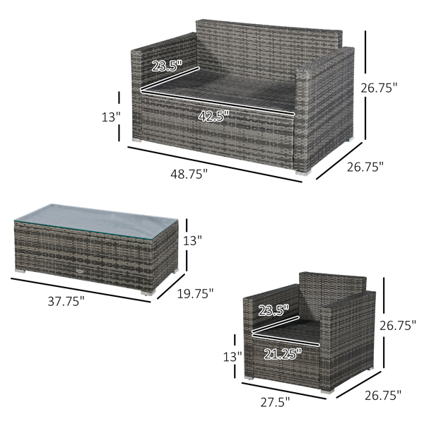 户外花园沙发套装 /藤编沙发（周末不发货）（ Amazon Shipping）（WalMart禁售）（不支持无理由退货）-3