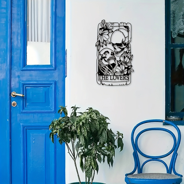 1 件精美的波西米亚金属哥特风格的骷髅情侣墙饰壁画，适用于室内、室外、家居、庭院、阳台装饰。万圣节装饰、家居装饰、卧室装饰、厨房装饰、墙面装饰、房屋装饰、房间装饰用品、客厅装饰。（TikTok、temu下自提）-33