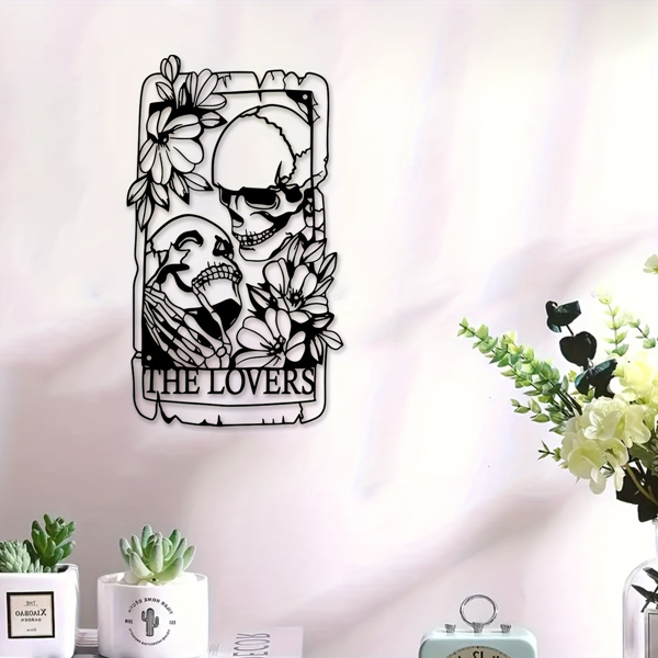 1 件精美的波西米亚金属哥特风格的骷髅情侣墙饰壁画，适用于室内、室外、家居、庭院、阳台装饰。万圣节装饰、家居装饰、卧室装饰、厨房装饰、墙面装饰、房屋装饰、房间装饰用品、客厅装饰。（TikTok、temu下自提）-23