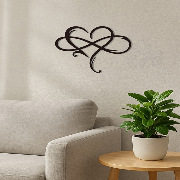CIFbuy™ 精美铁艺艺术作品 1 件无限心形金属墙面艺术品 - 永恒的雕塑，象征永恒的爱，以优雅的爱主题设计提升家居装饰 - 墙面雕塑。（TikTok、temu下自提）-6