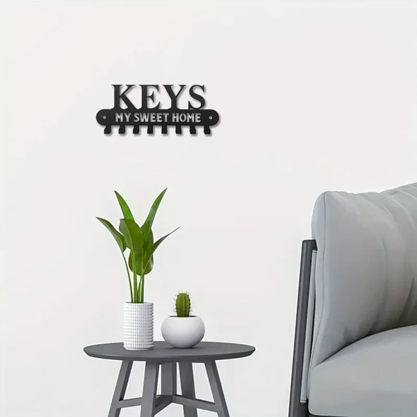 1个华丽的黑色金属钥匙扣，带有“甜蜜的家”，挂在墙上的挂钩-用这个令人惊叹的衣架和储物架作为时尚的壁挂装饰和墙壁雕塑（TikTok、temu下自提）-15