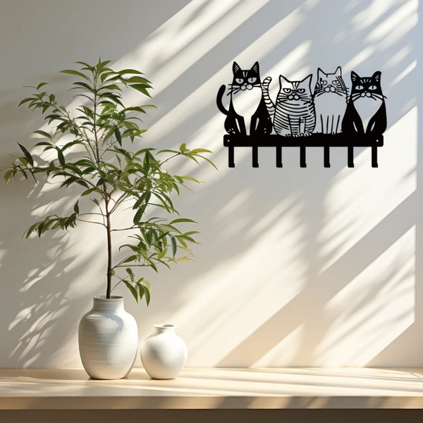 可爱的猫为主题的金属墙挂钩：挂毛巾，外套，钥匙毫不费力。猫爱好者的必备品。多才多艺添加猫的风格。实用钩子（TikTok、temu下自提）-14