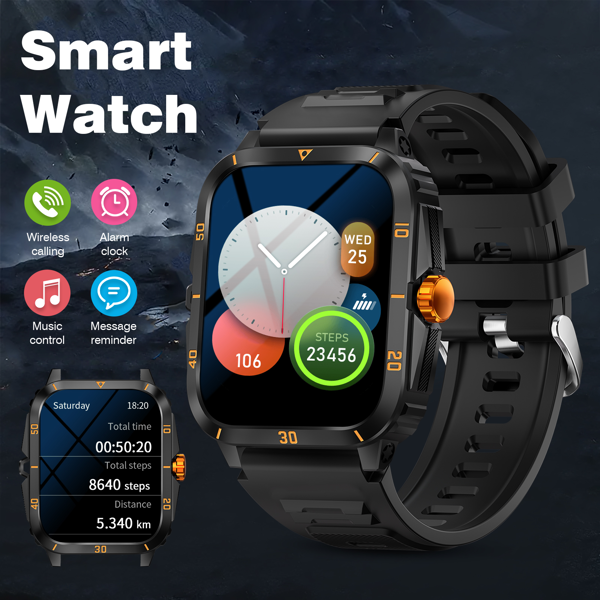 智能手表黑金色单硅胶表带（temu禁用）-1