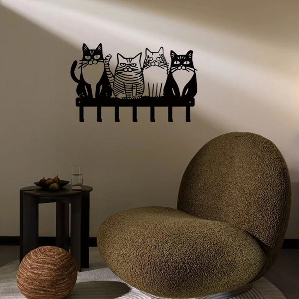 可爱的猫为主题的金属墙挂钩：挂毛巾，外套，钥匙毫不费力。猫爱好者的必备品。多才多艺添加猫的风格。实用钩子（TikTok、temu下自提）-11