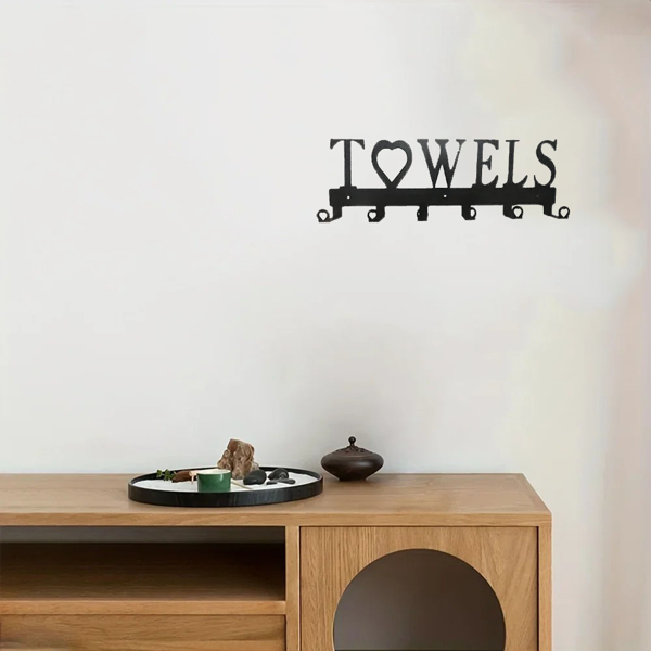 1 个优质金属壁挂式毛巾钩 - 空间节省型 6 钩储物。简易冲压安装，适用于浴室、厨房、卧室和客厅。坚固的排钩，让家居生活井井有条。壁饰。（TikTok、temu下自提）-6