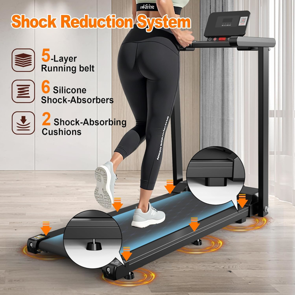 带把手的折叠式跑步机、3.0HP便携式跑步机、带把手的家用/办公用便携式跑步机、带有遥控器的电动跑步机、300磅重量-4