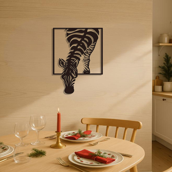 CIFbuy™ 演示您的独特风格，尽显精美打造的斑马金属壁饰之美——简约设计，适用于办公室及客厅墙面的多功能装饰雕塑。（TikTok、temu下自提）-5