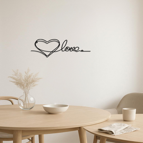 CIFbuy™ 金属心脏形状爱情壁挂装饰品 1 件 最简约线条艺术吊灯 金属墙面装饰品 金属墙面艺术品 时尚家居艺术装饰 适用于卧室、客厅、浪漫空间、室内装饰的墙面雕塑（TikTok、temu下自提）-5