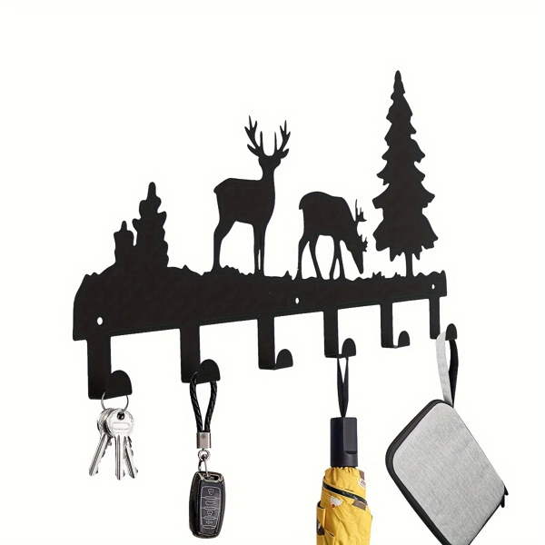 精心设计的金属麋鹿钥匙挂钩：壁挂式，多功能挂钩，适合挂衣服，包，钥匙。提升您房间的美学，并为您的家居装饰增添一丝优雅（TikTok、temu下自提）-9