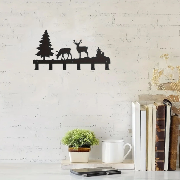 精心设计的金属麋鹿钥匙挂钩：壁挂式，多功能挂钩，适合挂衣服，包，钥匙。提升您房间的美学，并为您的家居装饰增添一丝优雅（TikTok、temu下自提）-11