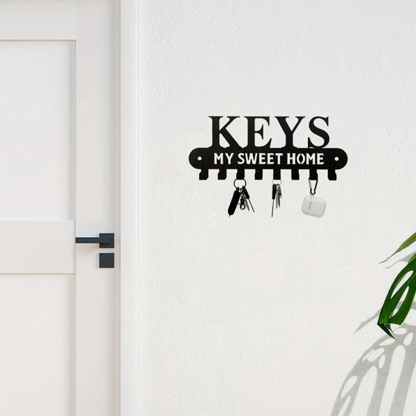 1个华丽的黑色金属钥匙扣，带有“甜蜜的家”，挂在墙上的挂钩-用这个令人惊叹的衣架和储物架作为时尚的壁挂装饰和墙壁雕塑（TikTok、temu下自提）-28